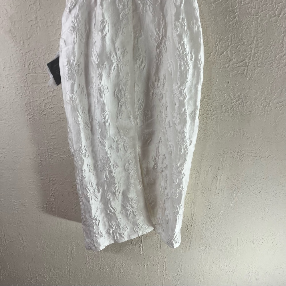Lulu's Gorgeous Persona White Satin Jacquard Tie Strap Midi Dress - Picture 12 of 15